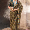 Mesmerising Brown Pure Tissue Banarasi Silk Saree With Deserving Blouse Piece