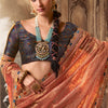 Felicitous Peach Pure Tissue Banarasi Silk Saree With Desiring Blouse Piece