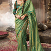 Beleaguer Green Pure Tissue Banarasi Silk Saree With Lustrous Blouse Piece