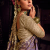 Invaluable Lavender Pure Viscose Tissue Banrasi Silk Saree With Groovy Blouse Piece