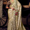 Refreshing Beige Pure Viscose Tissue Banrasi Silk Saree With Whimsical Blouse Piece