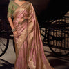 Bewitching Pink Pure Viscose Tissue Banrasi Silk Saree With Brood Blouse Piece