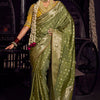 Lassitude Green Pure Viscose Tissue Banrasi Silk Saree With Staring Blouse Piece