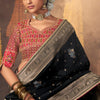Scintillating Black Pure Viscose Dola Silk Saree With Lassitude Blouse Piece