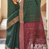 Opulent Dark Green Cotton Silk Saree With Enamoring Blouse Piece