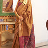 Trendy Brown Cotton Silk Saree With Delectable Blouse Piece