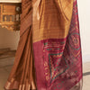 Trendy Brown Cotton Silk Saree With Delectable Blouse Piece