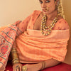 Desultory Peach  Cotton Silk Saree With Enthralling Blouse Piece