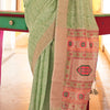 Bewitching Pista Cotton Silk Saree With Invaluable Blouse Piece
