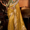Elaborate Mustard Paithani Silk Saree With Serendipity Blouse Piece