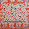 Luxury Beige Linen Saree with Vibrant Orange Paisley & Floral Artistic Border | Premium Printed Linen Designer Saree