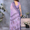 Lavender Grace Linen Cotton Saree with Delicate Floral Border Elegance