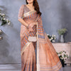 Autumn Sand Linen Cotton Saree with Earthy Stripe Elegance