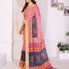 Morpich Rose Linen Cotton Saree with Artistic Floral Panel Elegance