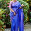 Seraglio Royal Blue Kanjivaram Silk Saree With Eloquence Blouse Piece