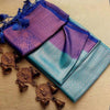 Amazing Firozi Kanjivaram Silk Saree With Elegant Blouse Piece