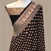 Dazzling Black Soft Banarasi Silk Saree With Gleaming Blouse Piece