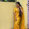Exceptional Yellow Kanjivaram Silk Saree With Smart Blouse Piece