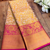Glowing Dark Pink Kanjivaram Silk Saree With Groovy Blouse Piece
