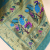 Demure Rama Paithani Silk Saree With Pleasurable Blouse Piece