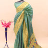 Ephemeral Teal Green Paithani Silk Saree With Fragrant Blouse Piece