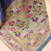 Trendy Dark Grey Paithani Silk Saree With Stunning Blouse Piece