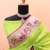 Extraordinary Parrot Paithani Silk Saree With Lovely Blouse Piece