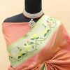 Blooming Peach Paithani Silk Saree With Gleaming Blouse Piece