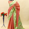 Blooming Peach Paithani Silk Saree With Gleaming Blouse Piece