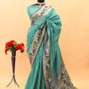 Demanding Sea Green Paithani Silk Saree With Smart Blouse Piece