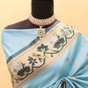 Adorable Sky Paithani Silk Saree With Groovy Blouse Piece