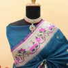 Desirable Teal Blue Paithani Silk Saree With Mesmeric Blouse Piece
