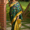 Attractive Dark Green Paithani Silk Saree With Sizzling Blouse Piece