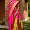 Lovely Magenta Paithani Silk Saree With Refreshing Blouse Piece