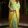 Charming Pista Paithani Silk Saree With Impressive Blouse Piece