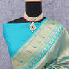 Amazing Firozi Paithani Silk Saree With Alluring Blouse Piece