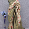 Sensational Beige Digital Printed Soft Silk Saree With Classy Blouse Piece
