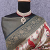 Sensational Beige Digital Printed Soft Silk Saree With Classy Blouse Piece