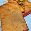 Gorgeous Mustard Organza Silk Saree With Energetic Blouse Piece