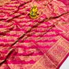 Sumptuous Dark Pink Organza Silk Saree With Exuberant Blouse Piece