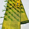 Imbrication Green Organza Silk Saree With Gratifying Blouse Piece
