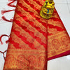 Diaphanous Red Organza Silk Saree With Panoply Blouse Piece