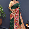 Redolent Dark Green Paithani Silk Saree With Glamorous Blouse Piece