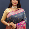 Fragrant Grey Paithani Silk Saree With Lustrous Blouse Piece