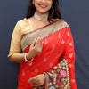 Mesmeric Red Paithani Silk Saree With Quixotic Blouse Piece