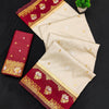 Trendy Off White Soft Banarasi Silk Saree With Scrumptious Blouse Piece