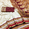 Piquant Off White Soft Banarasi Silk Saree With Quixotic Blouse Piece