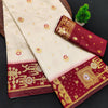 Sumptuous Off White Soft Banarasi Silk Saree With Epiphany Blouse Piece