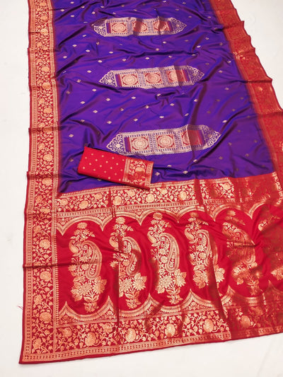 Excellent Royal Purple Soft Banarasi Silk Saree With Desiring Blouse Piece