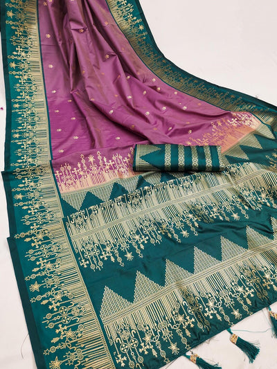 Intricate Pink Soft Banarasi Silk Saree With Twirling Blouse Piece